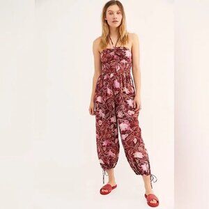 FREE PEOPLE Iris Patterned Halter Jumpsuit XSmall